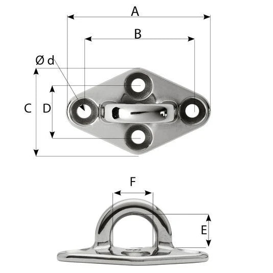 W-6644 — Wichard M5 Fixed Pad Eye - Rounded — Däcksutrustning - Padeyes