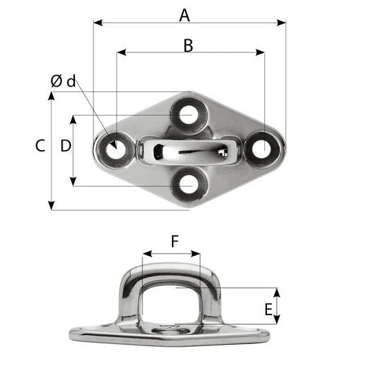 W-6654 — Wichard M5 Fixed Pad Eye - Square — Däcksutrustning - Padeyes