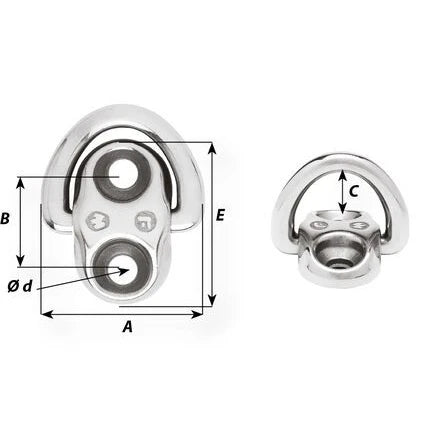 W-6684 — Wichard 6mm Universal Folding Padeye — Däcksutrustning - Padeyes